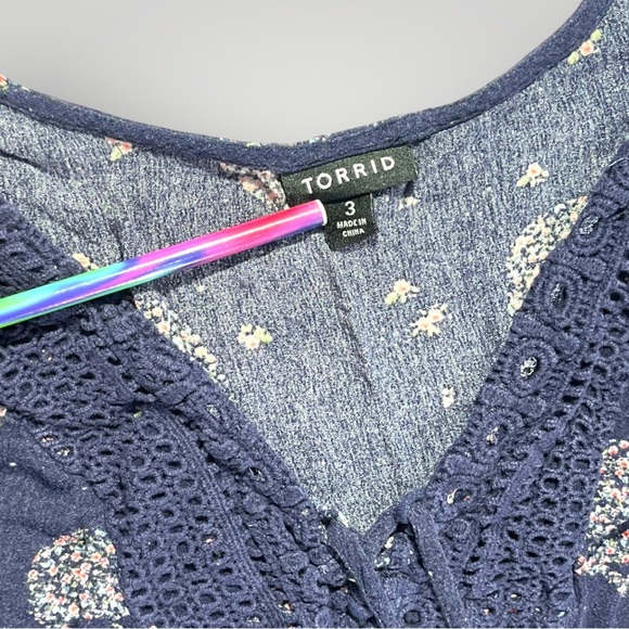 Torrid Blue Top Skulls Graphic - Picture 6 of 16